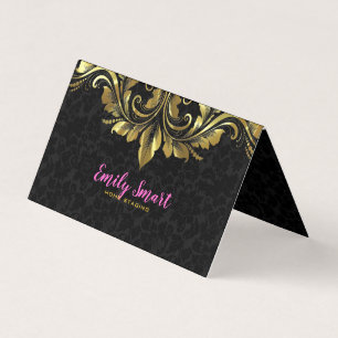 Black Damask Guld Snöre Visitkort
