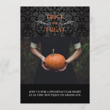Black Damask Halloween-fotokort