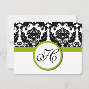Black Damask Heart Swirl med Apple Grönt OSA Kort