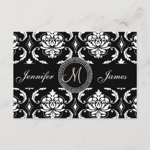 Black Damask Initial OSA kort för Square Inbjudan