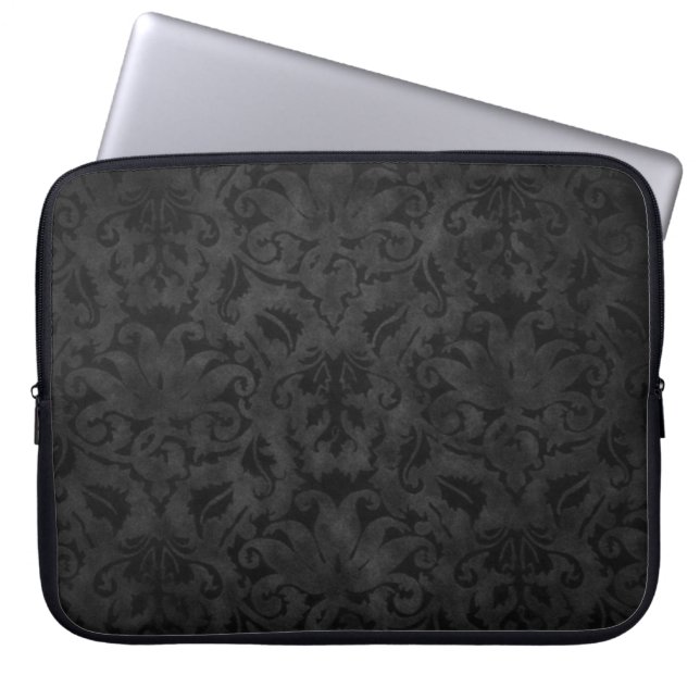 Black Damask Laptop Fodral (Framsidan)