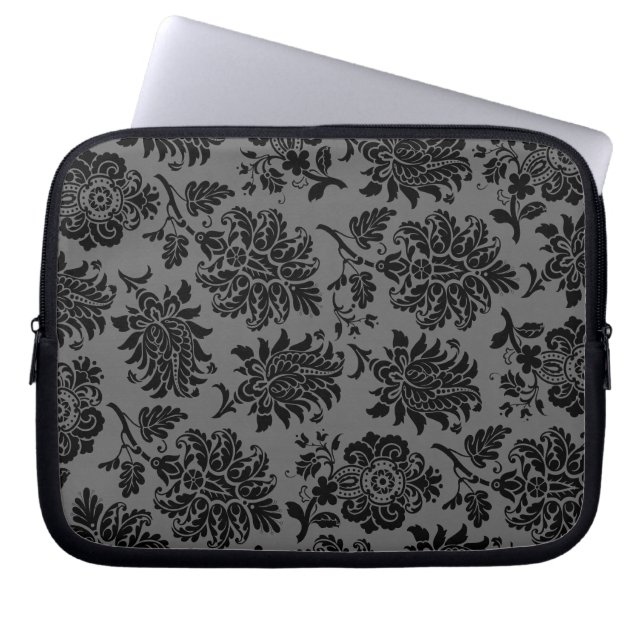 Black Damask Laptop sleeve (Framsidan)