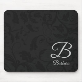 Black Damask med Silver Monogram Musmatta