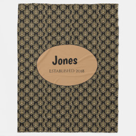 Black Damask Monogram Fleecefilt