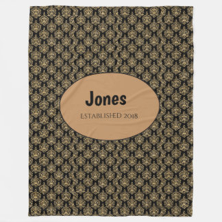 Black Damask Monogram Fleecefilt