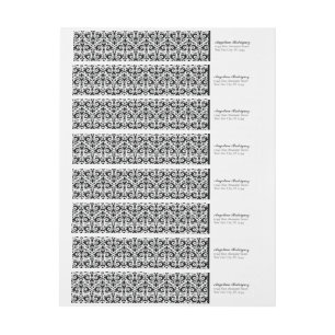 Black Damask Pattern Studenten Etikettband