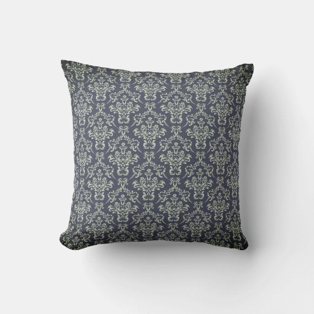 Black Damask Pattern Victorian Thmet Kudde (Framsida)