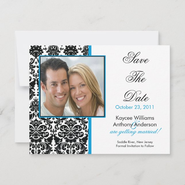 Black Damask Photo Spara datum meddelande (Framsida)
