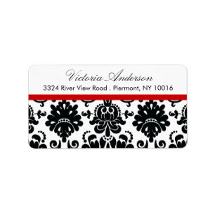 Black Damask-Returetiketter. Adressetikett