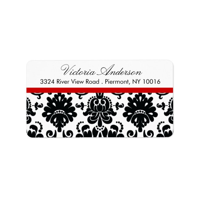 Black Damask-Returetiketter. Adressetikett (Framsidan)