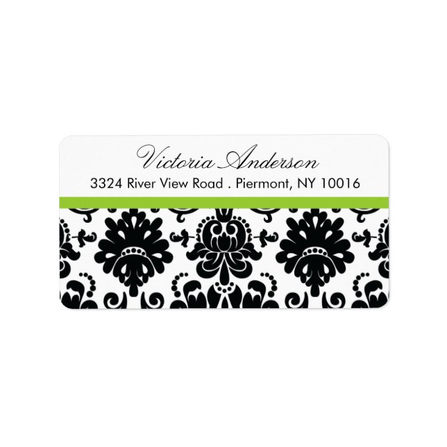 Black Damask-Returetiketter. Adressetikett (Framsidan)