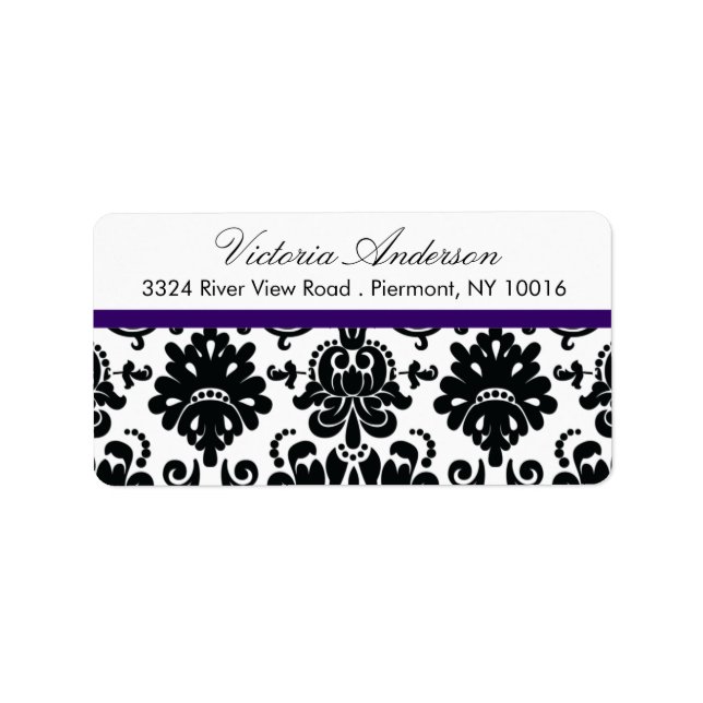 Black Damask-Returetiketter. Adressetikett (Framsidan)