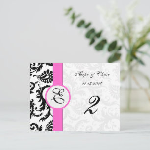 Black Damask Rosa Trim Swirls-Bordsnummer Vykort