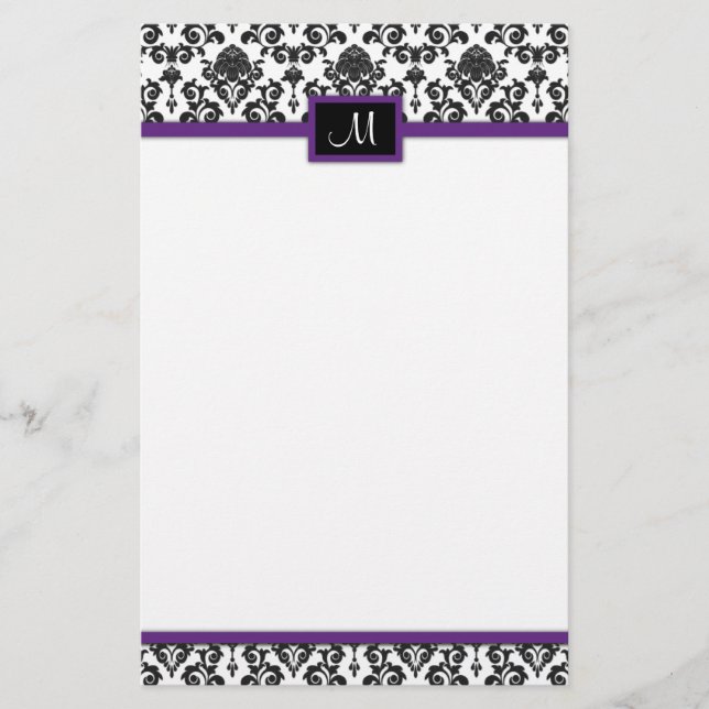 Black Damask-skrivbord Brevpapper (Framsida)
