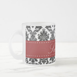 Black Damask Snöre, fryst glaskaffe Mugg Kopp