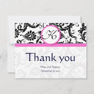 Black Damask Swirl Rosa Bröllop - tack vare dina k Kort