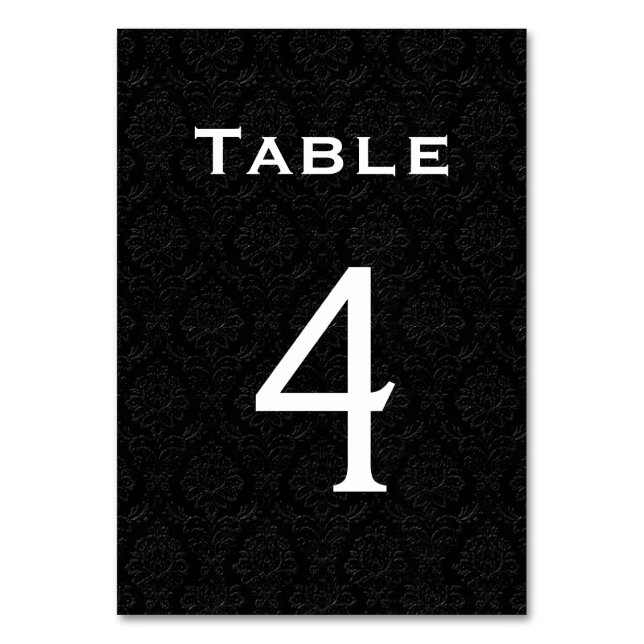 Black Damask Wedding Bordsnummer 4 (Baksidan)