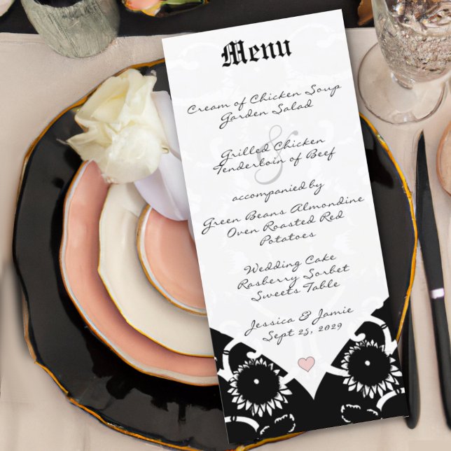 Black Damask Wedding Menu Meny (Skapare uppladdad)