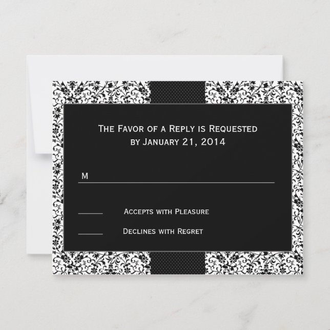 Black Damask Wedding OSA kort (Framsida)