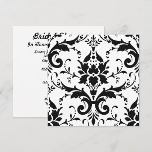 Black Damask & White Background Möhippa Inv Inbjudningar