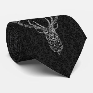 Black Damask White Modern jul-Hjorten Slips