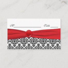 Black Damask with Poppy Red Plecards Placeringskort