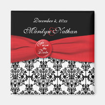 Black Damask with Poppy Red Spara datum magneter