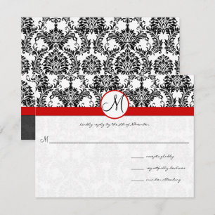 Black Damask with Red Trim Bröllop Inbjudningar