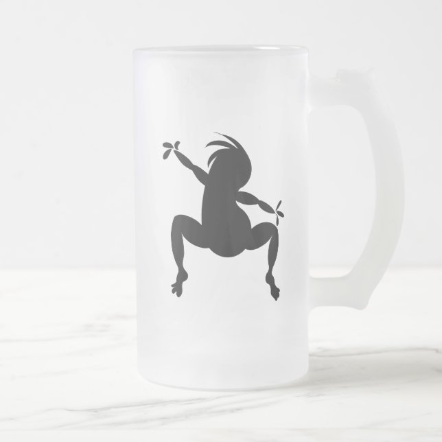Black Dancing Kokopelli Frostat Ölglas (Höger)