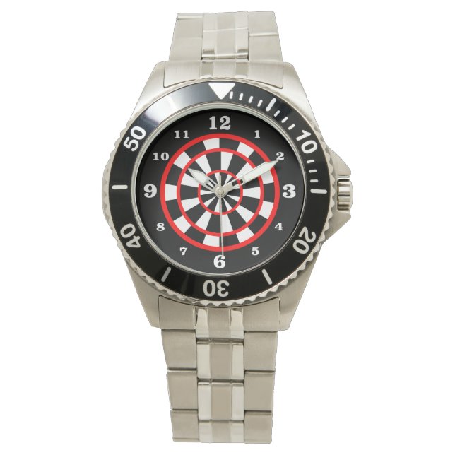 Black Dartboard Stil numrerad Armbandsur (Framsida)