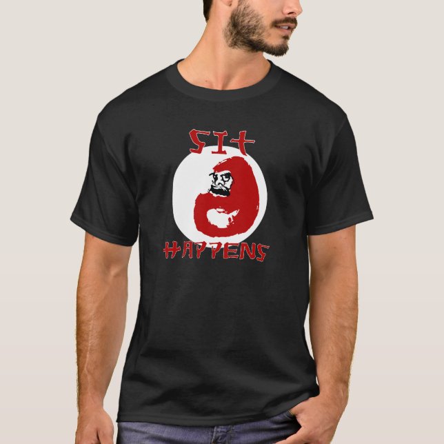Bläck Daruma: Sitt händer T Shirt (Framsida)