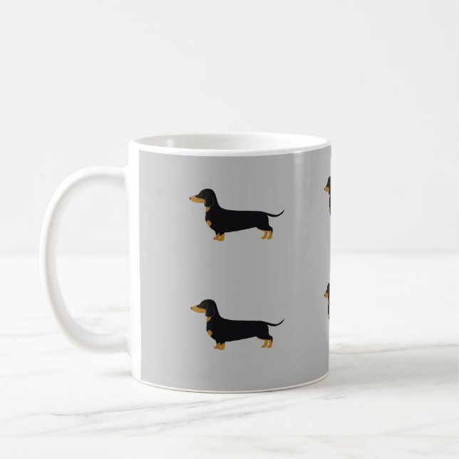 Black daschund grått Mugg (Vänster)