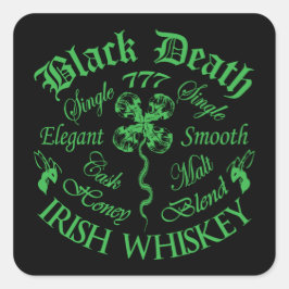 Black Death 777 - honey Irish Whiskey Fyrkantigt Klistermärke