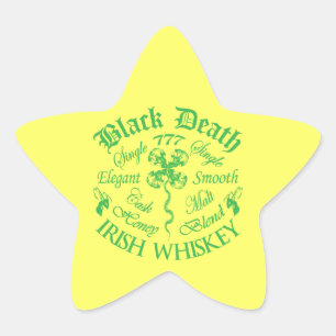 Black Death 777 - honey Irish Whiskey Stjärnformat Klistermärke