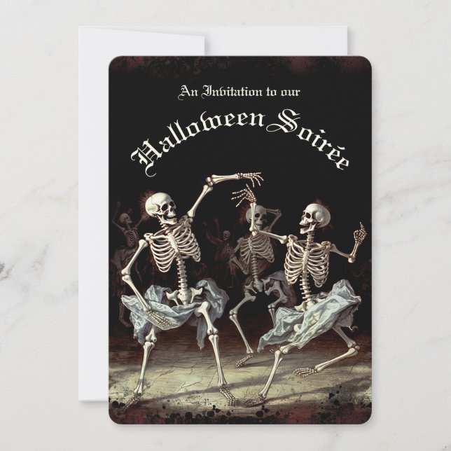 Black Death Dancing Skeletons Halloween Inbjudningar (Framsida)