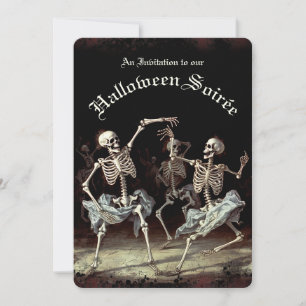 Black Death Dancing Skeletons Halloween Inbjudningar