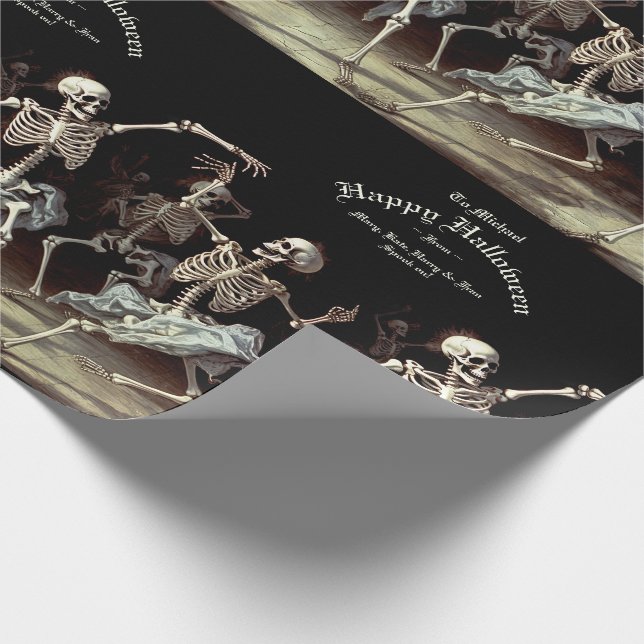Black Death Dancing Skeletons Halloween Presentpapper (Hörn)