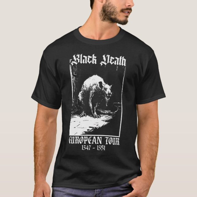 Black Death European Tour Plague Råtta Medieval Ha T Shirt (Framsida)
