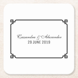 Black Deco Chic Bröllop Underlägg Papper Kvadrat