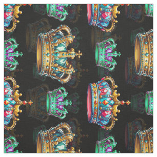 Black Decorative Royal Krona Mönster Textile Tyg