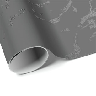 Black Deep Grått Marble Silver Carrara Shiny Presentpapper