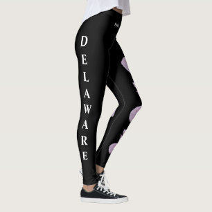 Black Delaware State Flower Peach Blommar Leggings