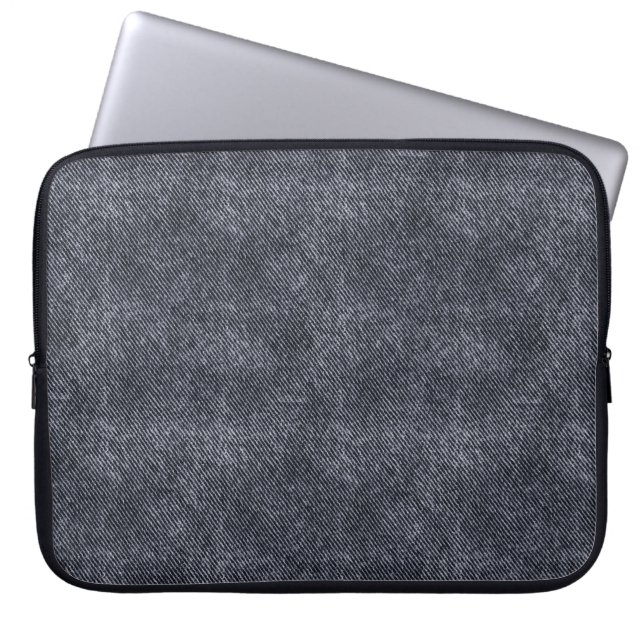 Black Denim Mönster Laptop Fodral (Framsidan)