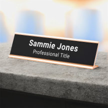 Black Desk Namn Plate for Business Employee Person
