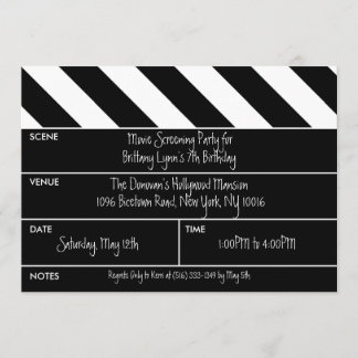 Black Det är en Wrap Movie Clapper-Födelsedagsfest Inbjudningar