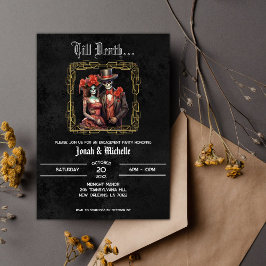 Black Día De Los Muertos Döskallars Förlovningsfes Inbjudningar