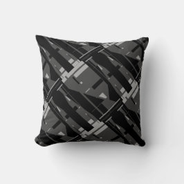 Black Diagonal Mosaic i Grått Charcol i Medelhavso Kudde