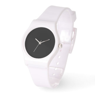 Black Dial White Silicone Armbandsur