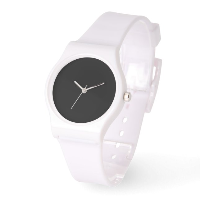 Black Dial White Silicone Armbandsur (Vinkel)