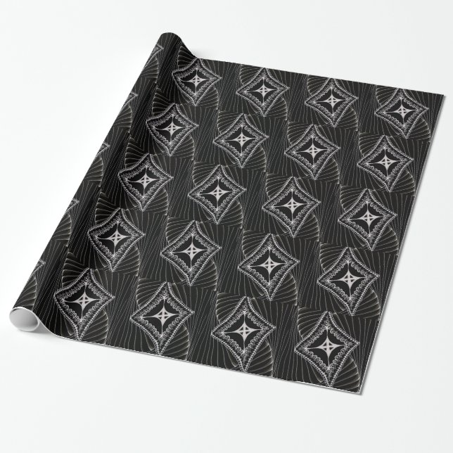 Black Diamond Abstrakt Kite Doodle Presentpapper (Utrullad)